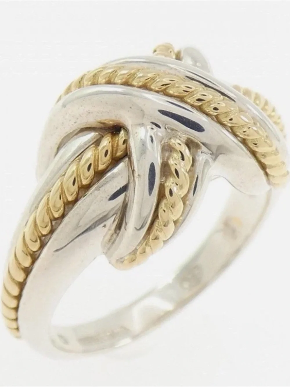 Tiffany & Co. Signature X 18k Yellow Gold & Silver Ring Size 6